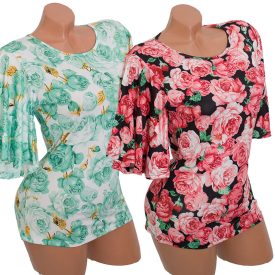 Virágmintás harang ujjú felső