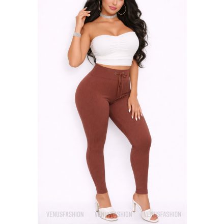 Magas derekú bordázott megkötős leggings