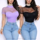 Tüll betétes rövidujjú body