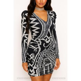 Vállán fodros mintás ruha