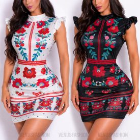 Matyó mintás vállán fodros ruha