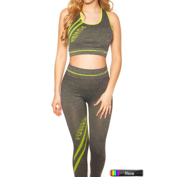 Fitnesz crop top + leggings szett