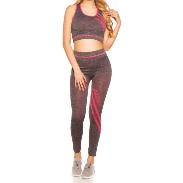 Fitnesz crop top + leggings szett