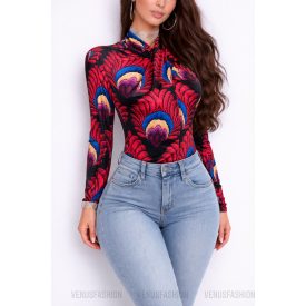 Csavart nyakú mintás felső