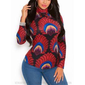 Mintás garbó nyakú felső