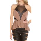 Tüll betétes peplum felső