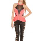 Tüll betétes peplum felső