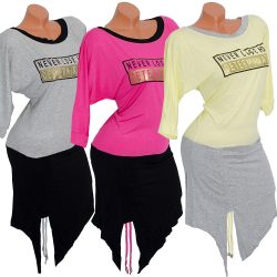 Feliratos asszimetrikus ruha L/XL