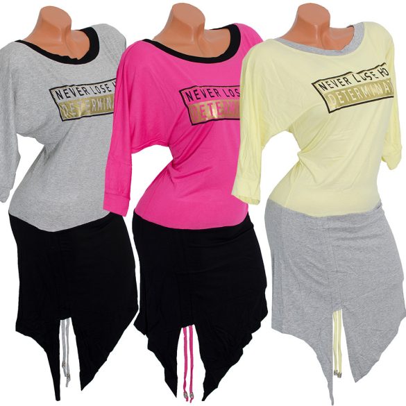 Feliratos asszimetrikus ruha L/XL