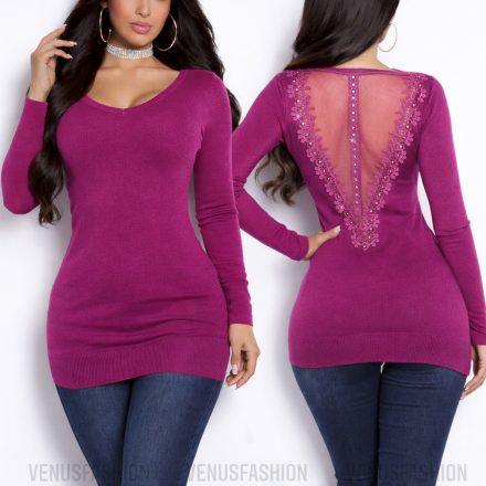 VERONA tüll betétes pulóver