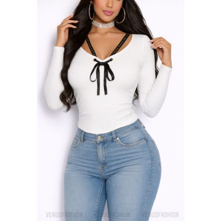 NIA nyakba kötős pulóver