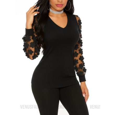 CINDY virágdiszes pulóver tunika