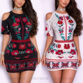 Nyitott vállú matyó mintás ruha