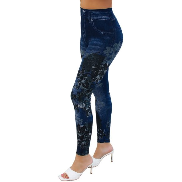 Virágmintás farmer hatású leggings