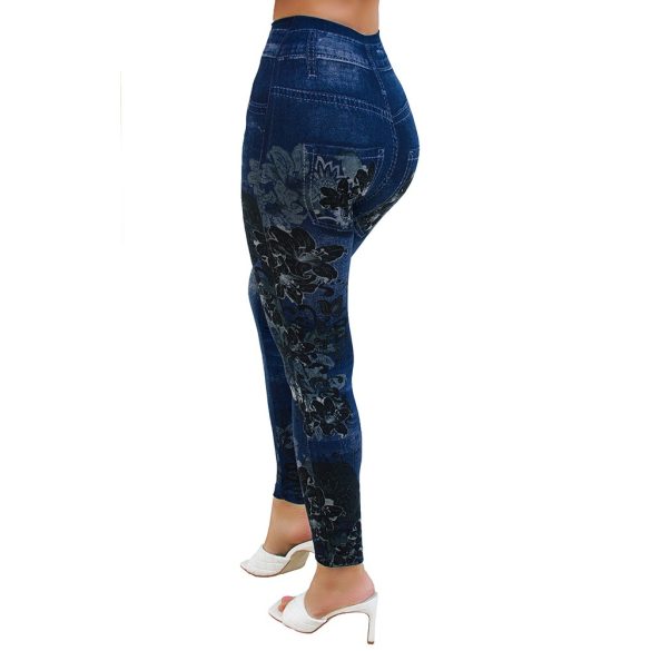 Virágmintás farmer hatású leggings