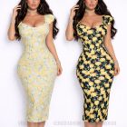 Vállán fodros citrom mintás ruha