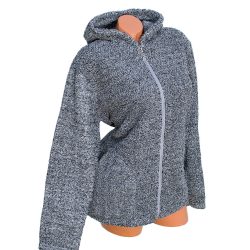 Szürke szőrmés kapucnis pulóver