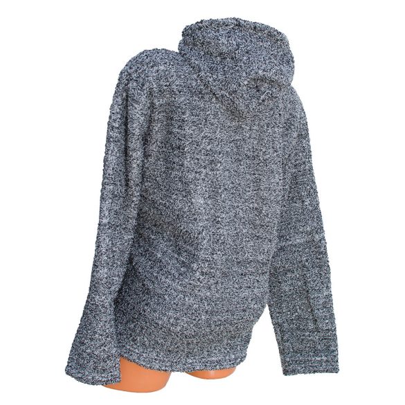 Szürke szőrmés kapucnis pulóver