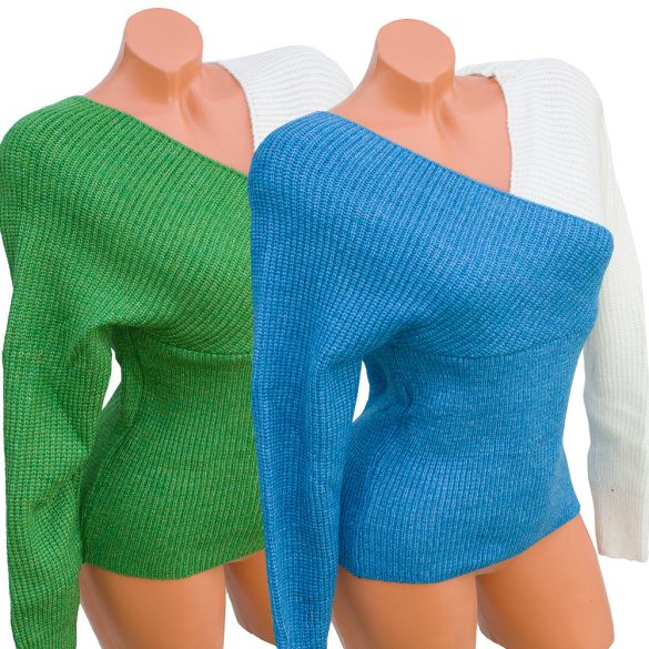 Átlapolt bicolor kötött pulóver