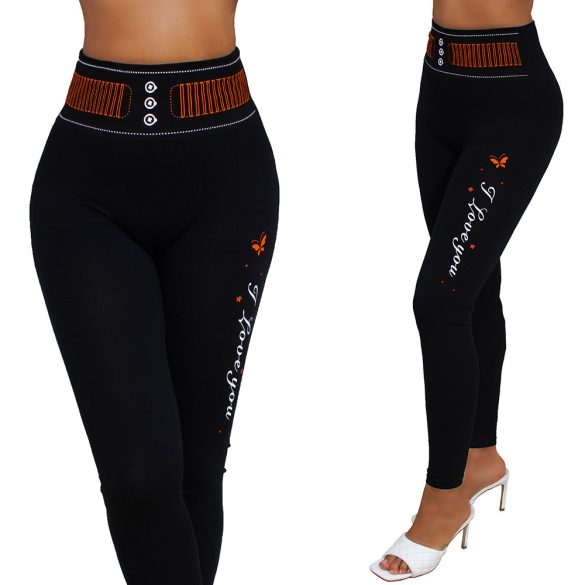 Feliratos pamut leggings nadrág