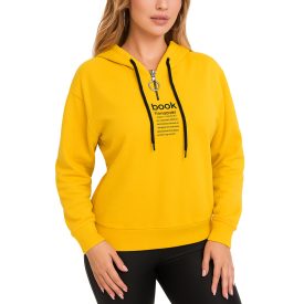 Feliratos kapucnis pulóver