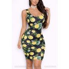 Citrom mintás oldalt sliccelt ruha