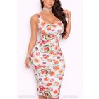 Gyümölcs mintás oldalt sliccelt ruha